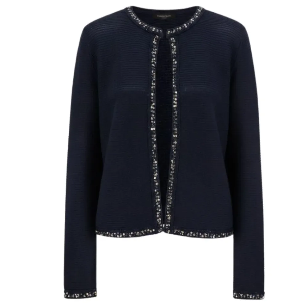 Striktrøjer & Sweatere<Fabiana Filippi Strikket Cardigan med Paillletter Blå
