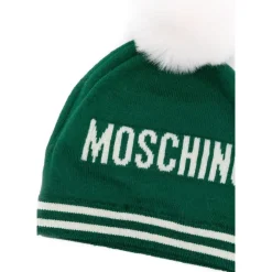 Huer & Kasketter^Moschino Strikket hue med pompon og Teddy-logo Grøn