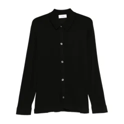 Skjorter^Lardini Strikket skjorte med knapper og krave Sort