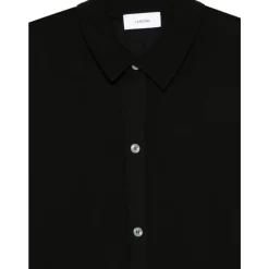 Skjorter^Lardini Strikket skjorte med knapper og krave Sort