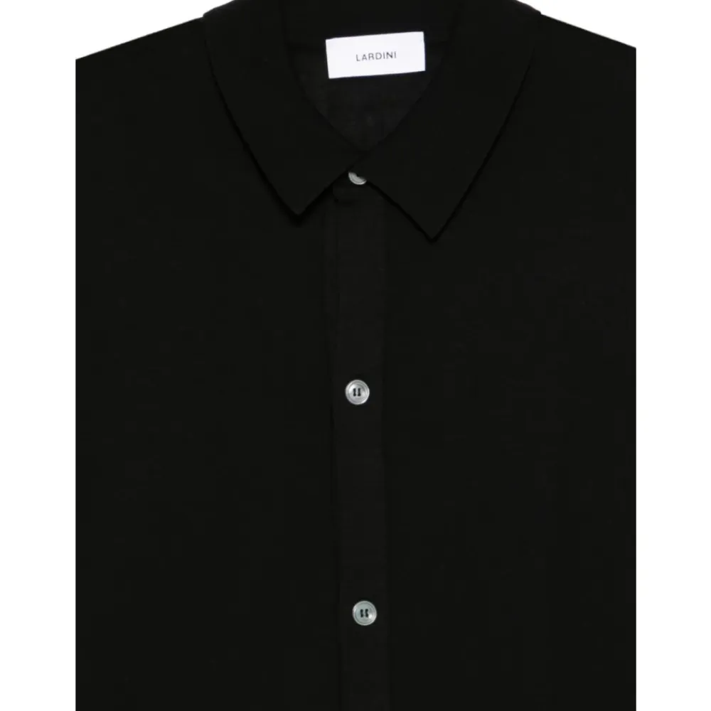 Skjorter^Lardini Strikket skjorte med knapper og krave Sort
