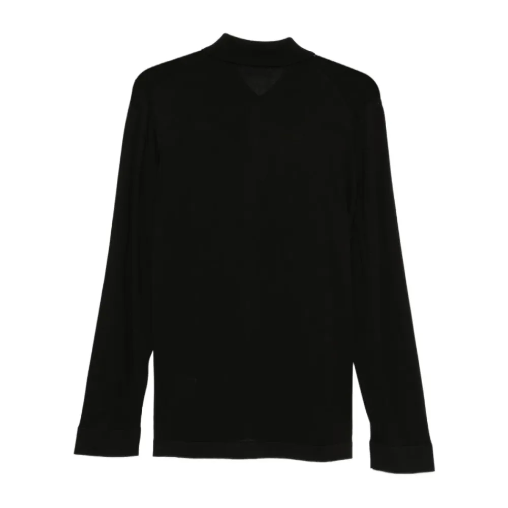 Skjorter^Lardini Strikket skjorte med knapper og krave Sort