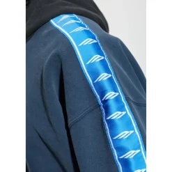 Trøjer<Balenciaga Stripe Patched Hood Zip-up Hættetrøje Blå