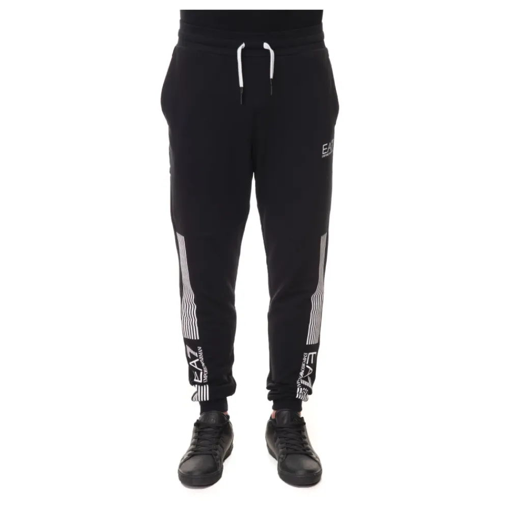 Bukser<Emporio Armani EA7 Strækbare overalls bukser med striber Sort