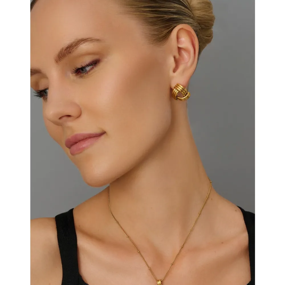 Smykker^Nialaya Stud Knot Earrings in Gold Gul