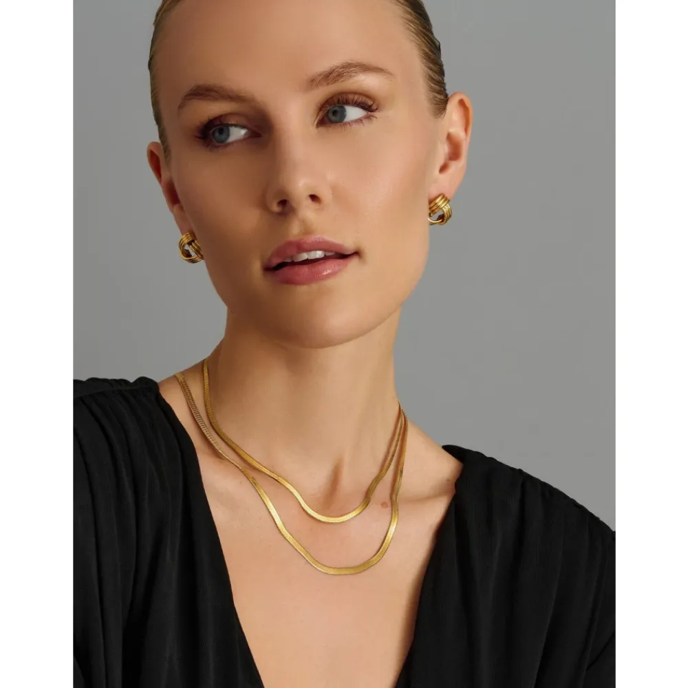 Smykker^Nialaya Stud Knot Earrings in Gold Gul