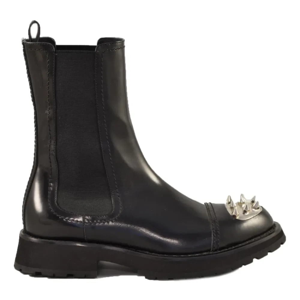 Chelsea Boots<Alexander McQueen Studded Læder Beatles Sko Sort