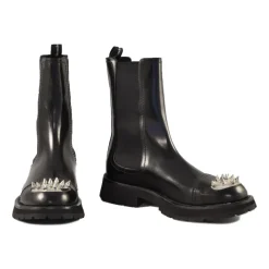 Chelsea Boots<Alexander McQueen Studded Læder Beatles Sko Sort