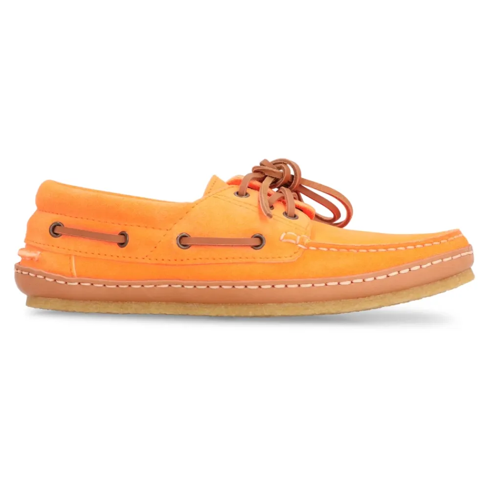 Sejlersko^Saint Laurent Suede Dæk Sko Rund Tå Gummi Orange