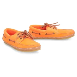 Sejlersko^Saint Laurent Suede Dæk Sko Rund Tå Gummi Orange