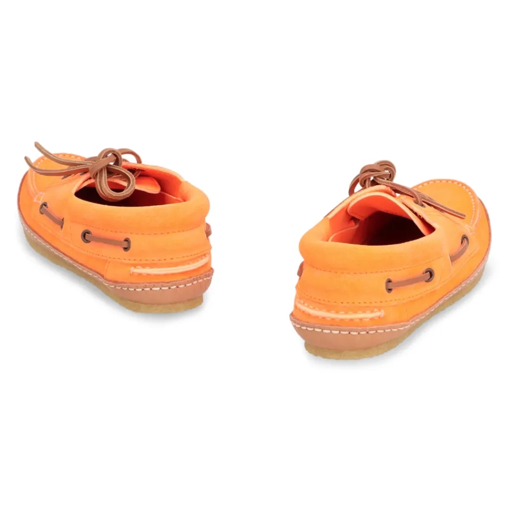 Sejlersko^Saint Laurent Suede Dæk Sko Rund Tå Gummi Orange
