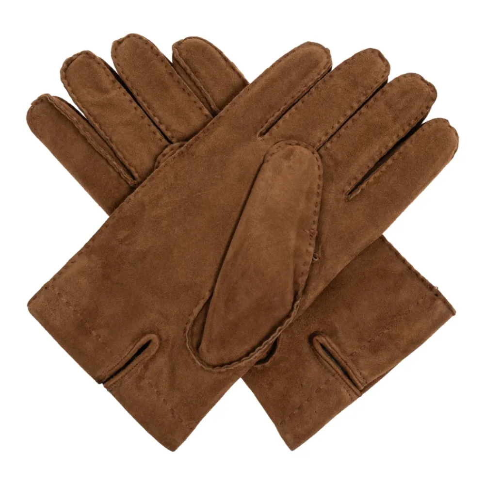 Handsker|Handsker^Moschino Suede handsker med broderet logo Brun
