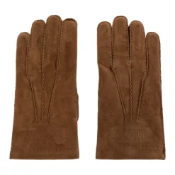 Handsker|Handsker^Moschino Suede handsker med broderet logo Brun