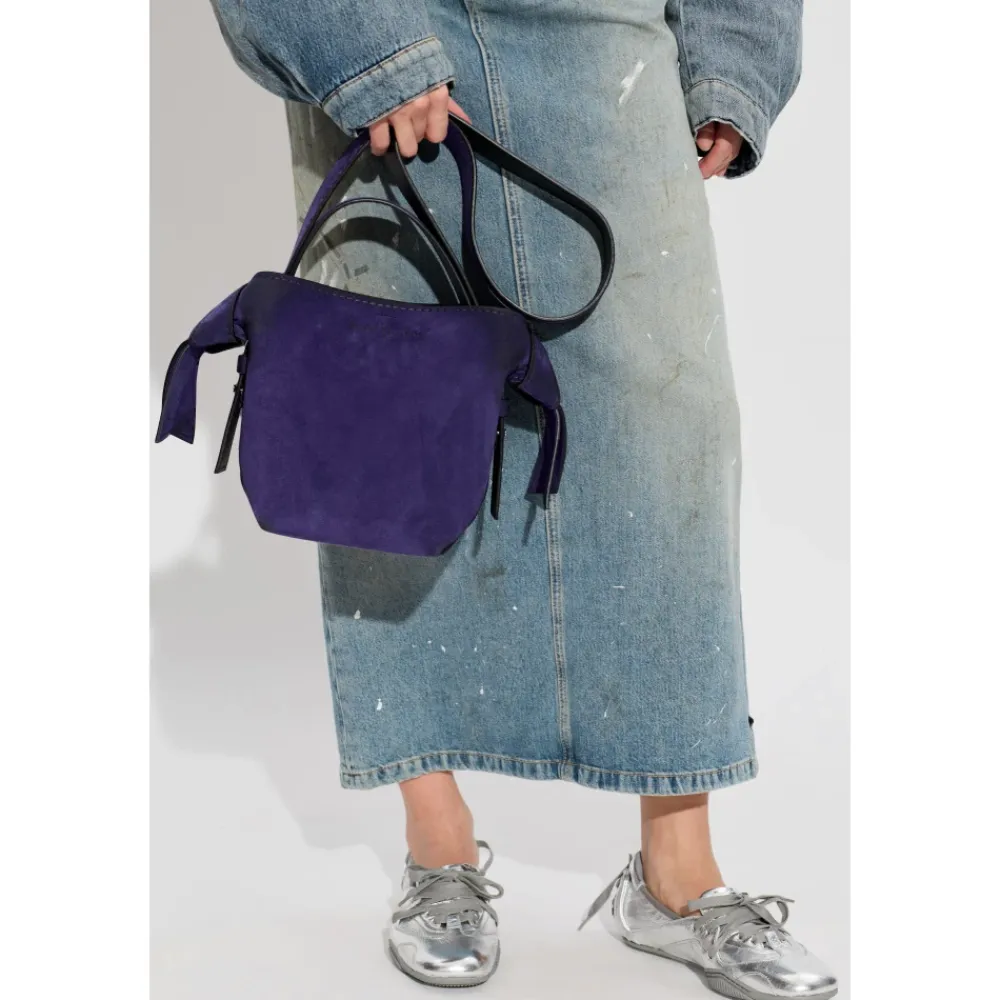Tasker|Håndtasker<Acne Studios Suede Håndtaske med Logo Lilla