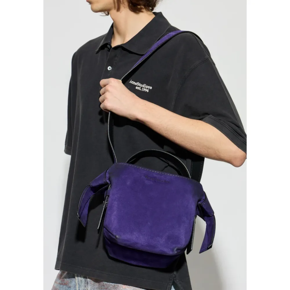 Tasker|Håndtasker<Acne Studios Suede Håndtaske med Logo Lilla