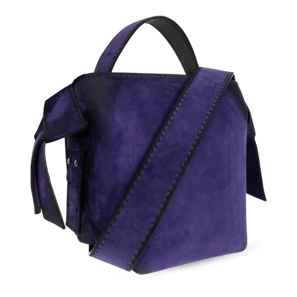 Tasker|Håndtasker<Acne Studios Suede Håndtaske med Logo Lilla