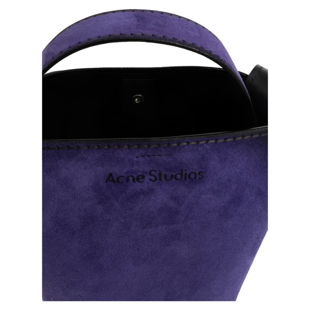 Tasker|Håndtasker<Acne Studios Suede Håndtaske med Logo Lilla