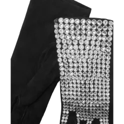 Handsker<Philipp Plein Suede Mid-Gloves Crystal Sort