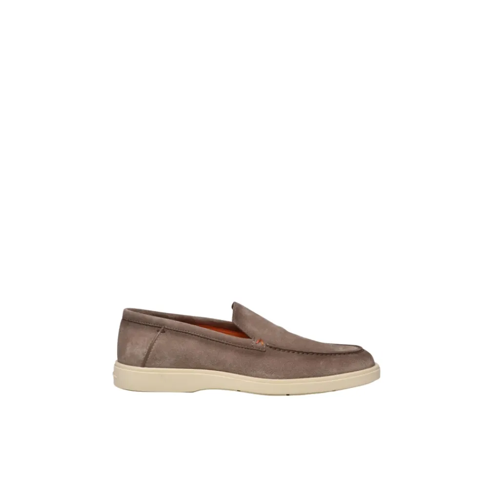 Pæne Sko<Santoni Suede Moccasin Brun