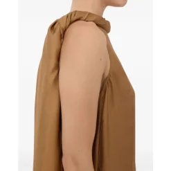 Kjoler<Loulou Studio Susan Twisted Collar Dress Beige