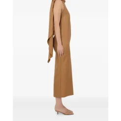 Kjoler<Loulou Studio Susan Twisted Collar Dress Beige