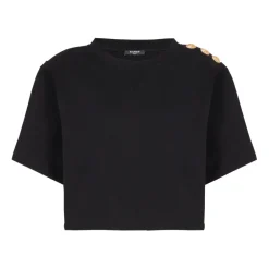 T-Shirts^Balmain Sweatshirt med knapper Sort