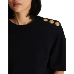 T-Shirts^Balmain Sweatshirt med knapper Sort