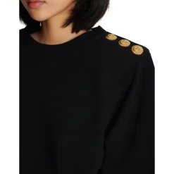T-Shirts^Balmain Sweatshirt med knapper Sort