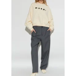 Sweatshirts^Marni Sweatshirt med logo Beige