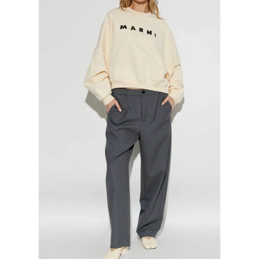 Sweatshirts^Marni Sweatshirt med logo Beige