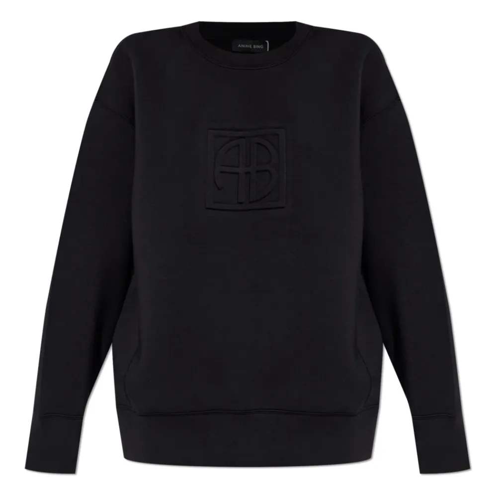 Sweatshirts|Striktrøjer & Sweatere^Anine Bing Sweatshirt med logo Sort