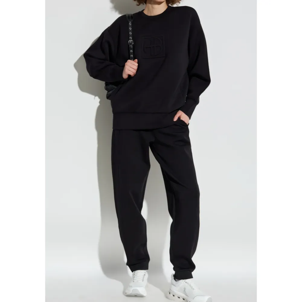 Sweatshirts|Striktrøjer & Sweatere^Anine Bing Sweatshirt med logo Sort