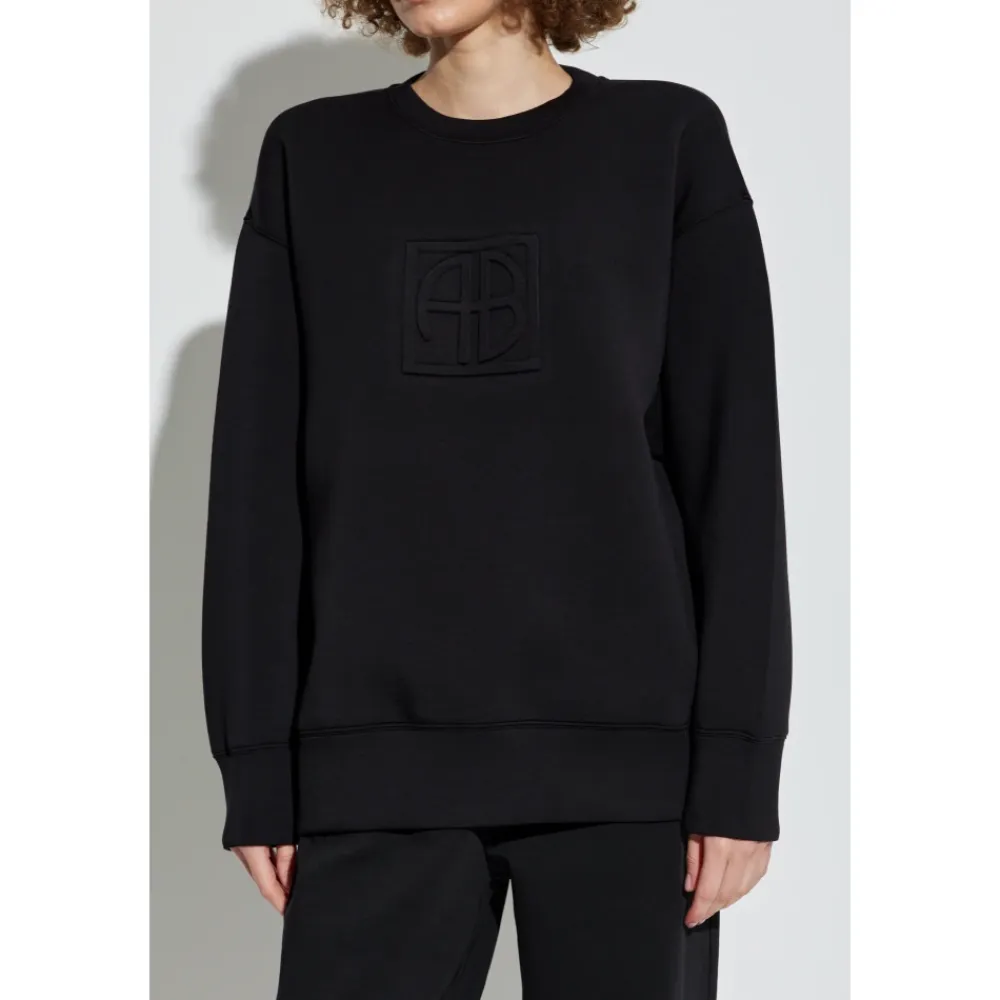 Sweatshirts|Striktrøjer & Sweatere^Anine Bing Sweatshirt med logo Sort