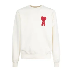 Trøjer|Sweatshirts<Ami Paris Sweatshirt med maxi hjerte logo Beige