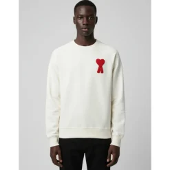 Trøjer|Sweatshirts<Ami Paris Sweatshirt med maxi hjerte logo Beige