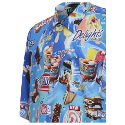Skjorter<Balenciaga Sweet Treat Kortærmet Minimal Skjorte Blå