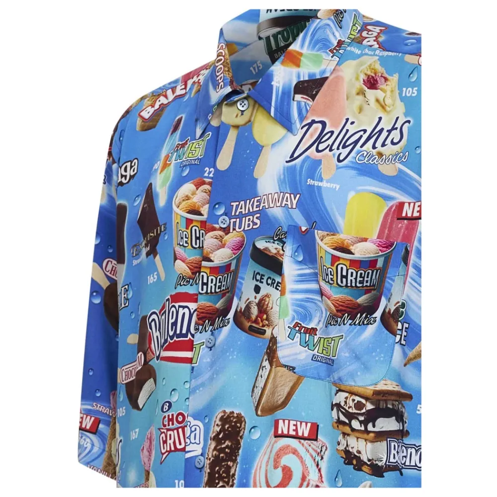 Skjorter<Balenciaga Sweet Treat Kortærmet Minimal Skjorte Blå