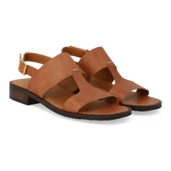 Sandaler<Angulus Tan Lædersandal med Dekorativ Syning Beige
