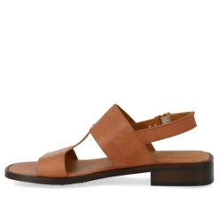 Sandaler<Angulus Tan Lædersandal med Dekorativ Syning Beige