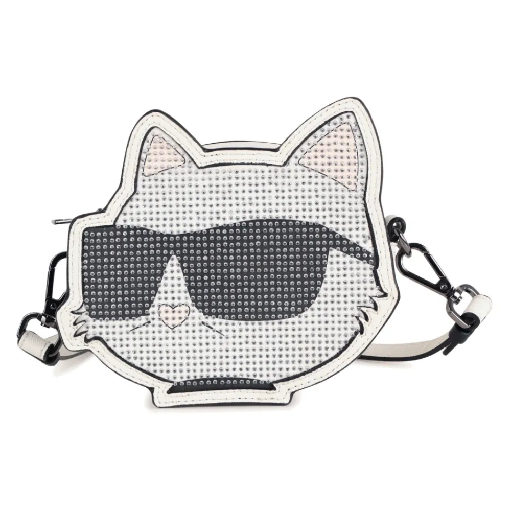 Tasker^Karl Lagerfeld Taske i belagt tekstureret stof med rhinsten Hvid