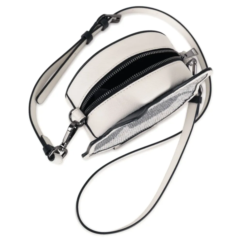 Tasker^Karl Lagerfeld Taske i belagt tekstureret stof med rhinsten Hvid