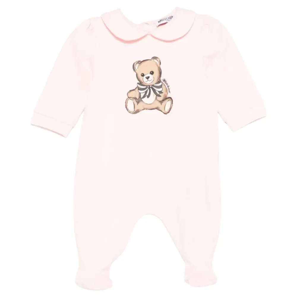 Bodystocking & Sæt^Moschino Teddy Bear Bomulds Plys Legedragt og Hagesmæk Sæt Pink