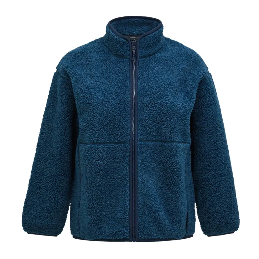 Fleece^Peak Performance Teddy Fleece Jakke med Lynlås Blå