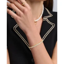 Smykker<Nialaya Tennis Bracelet in Gold Gul