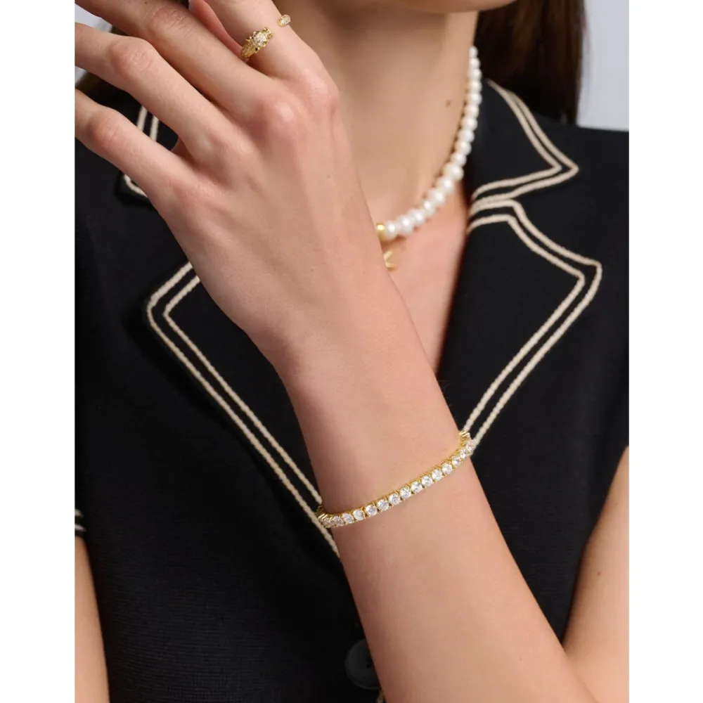 Smykker<Nialaya Tennis Bracelet in Gold Gul