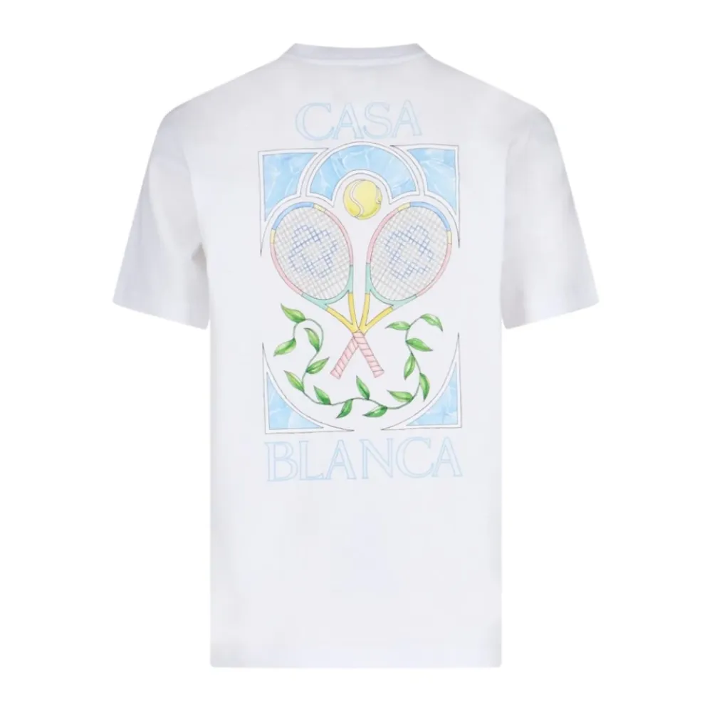 T-Shirts<Casablanca Tennis Pastelle T-Shirt Hvid