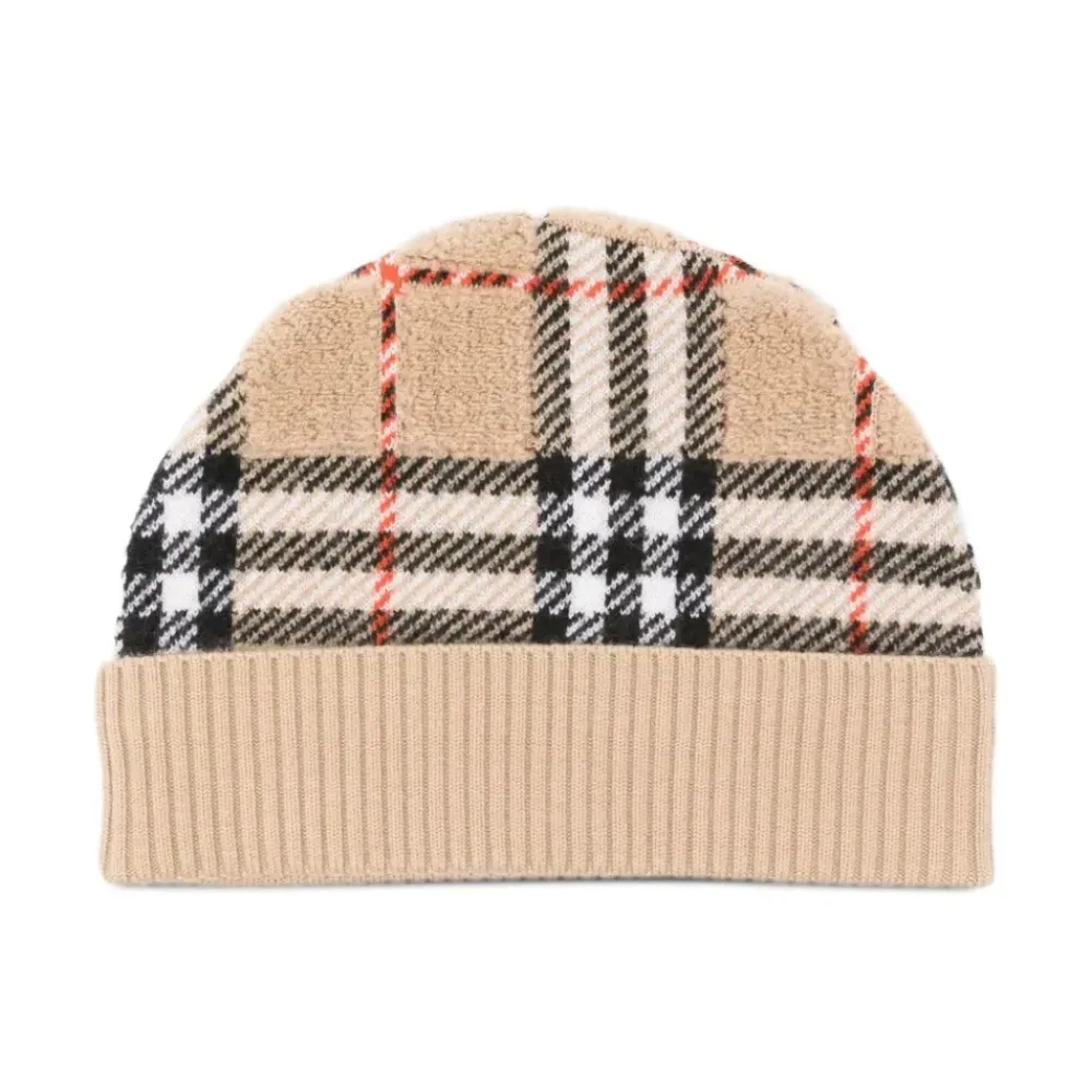 Huer & Kasketter<Burberry Ternede Beanie Håndklæde Stil Beige