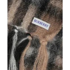 Halstørklæder Og Tørklæder<Burberry Ternet Tørklæde med Frynsede Kanter Beige