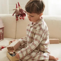 Nattøj^Wheat Ternet Pyjamas Madison Blød Bomuld Junior Beige
