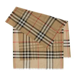 Halstørklæder Og Tørklæder^Burberry Ternet Uld-Silke Tørklæde Beige